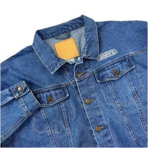Vintage MV Denim Jacket XL Wynn’s Racing Embroidered Logo Jean Trucker 90’s Y2K